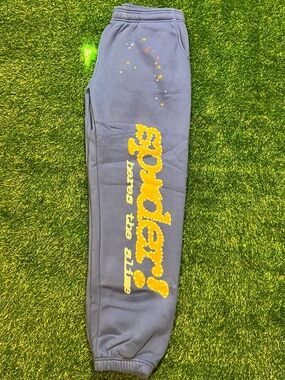 Spode Slate Blue Joggers with Yellow Logo and Star Motif